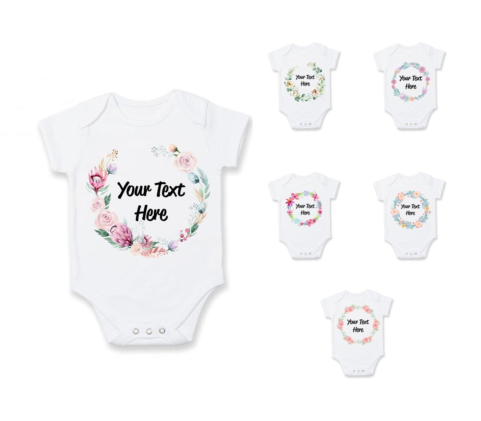 Floral Wreaths Short or Long Sleeve Baby Vests - Smoochie