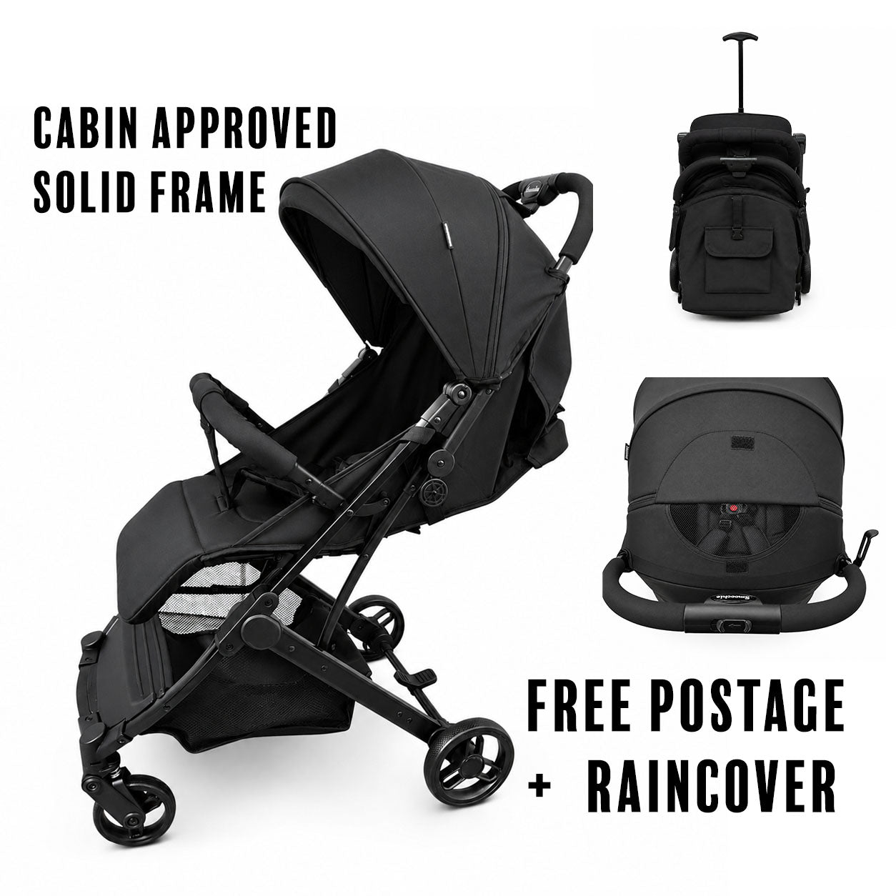 Smoochie Compact Cabin Approved Baby Stroller | Lightweight Folding Travel Pushchair | Rain Cover Included