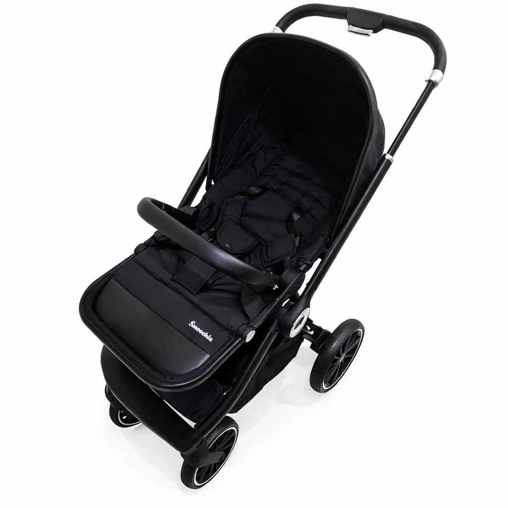 Black stroller on a white background