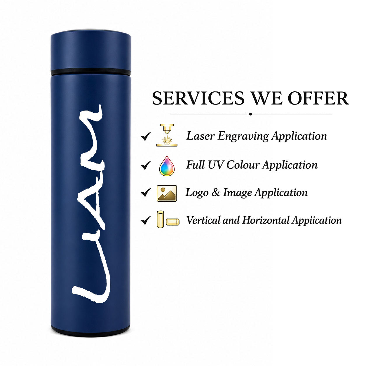 Personalised 500ml Insulated Water Bottle | Laser Engraved & Full Colour Printed