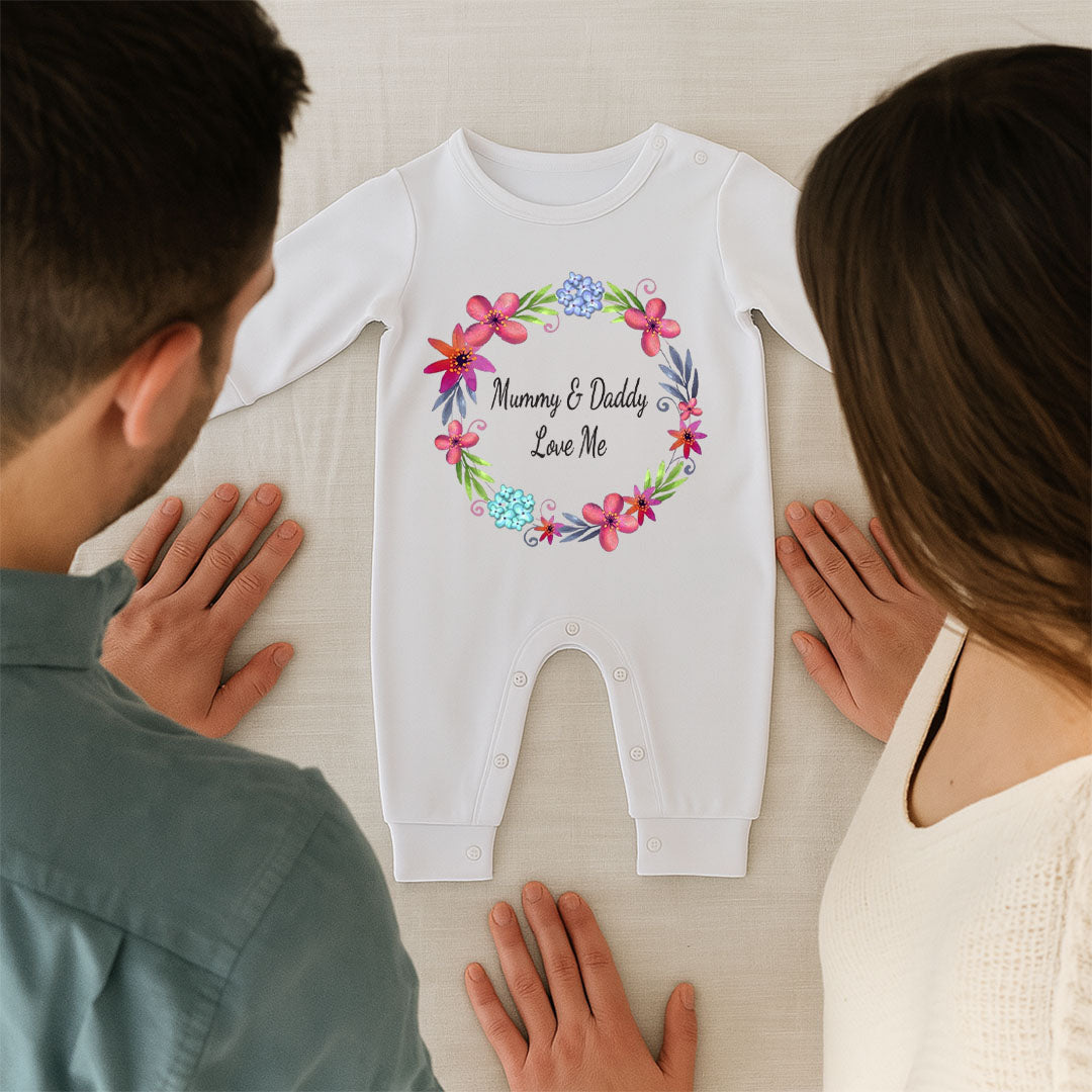 Personalised White Baby Romper - 20 Floral Cute Designs