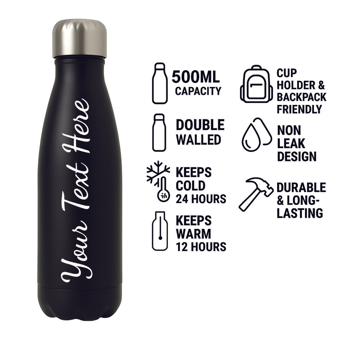 Personalised 500ml Refresh Stainless Steel Durable Double Wall Bottle Flask