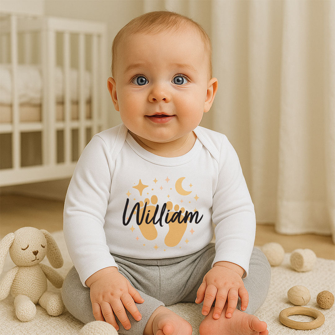 Personalised Baby Vest Babygrow Bodysuit - Cute Baby Feet Application Name Message - Newborn To 24 Months Gift