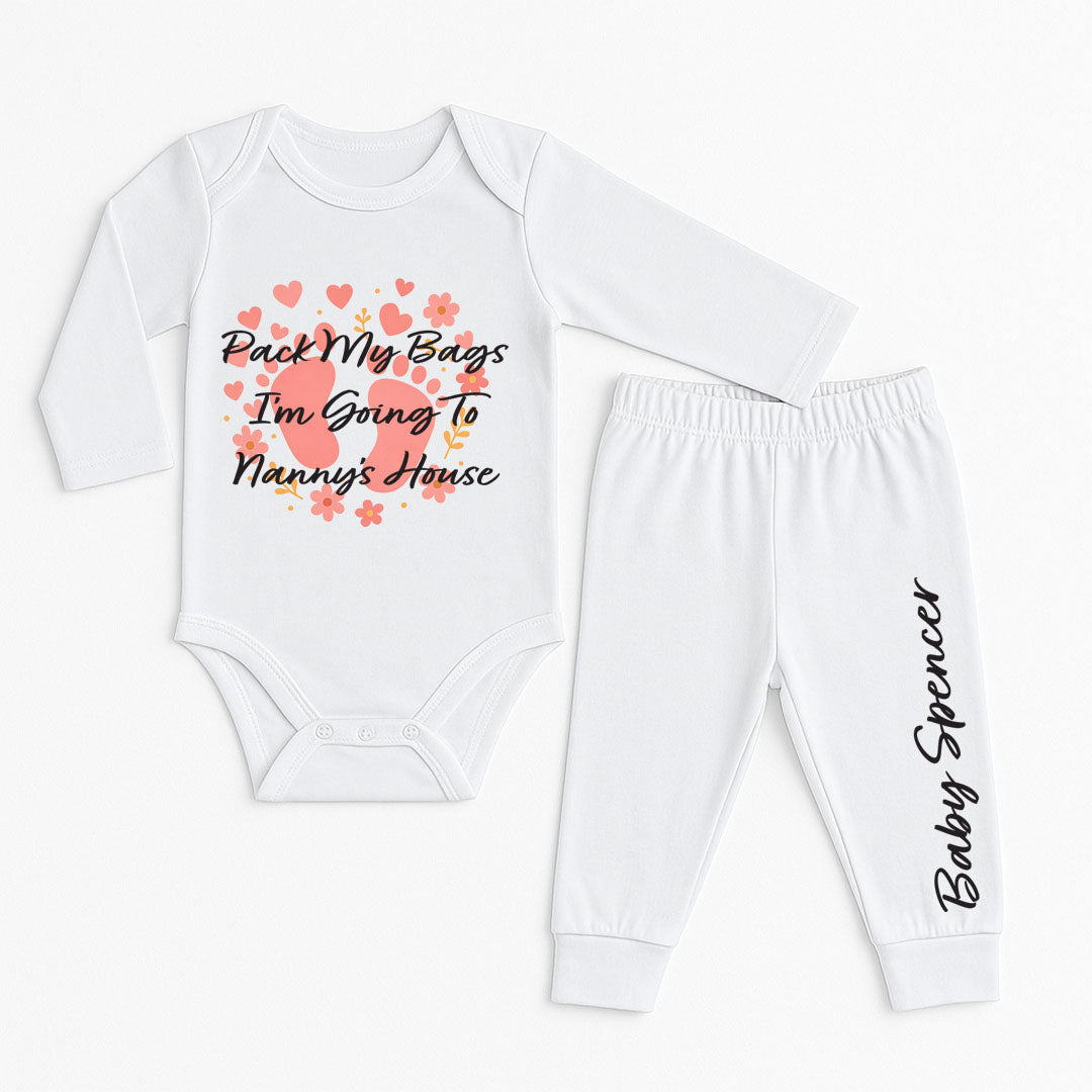 Personalised Baby Clothes Baby Feet & Name | Vest, Sleepsuit, Romper, Set & Bib