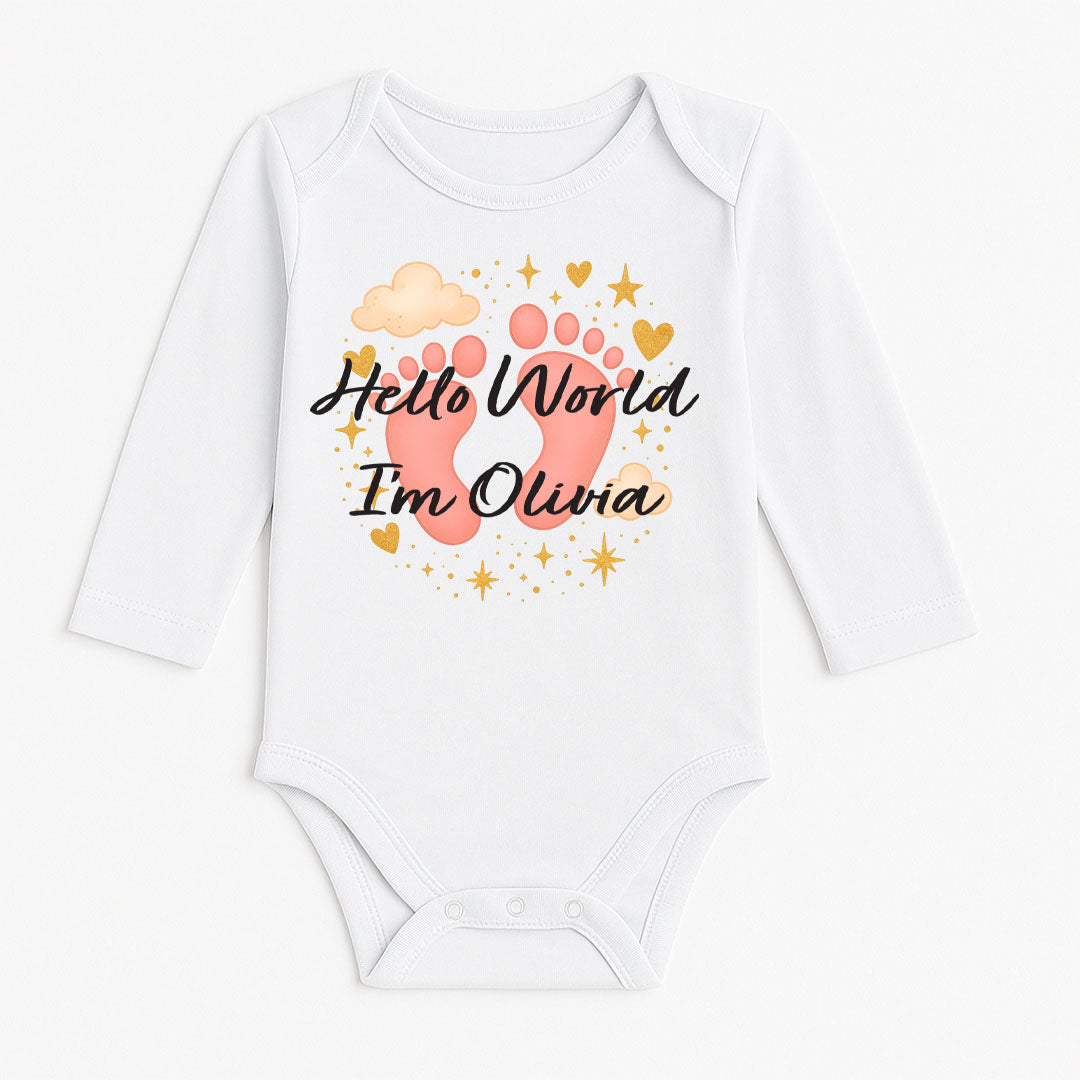 Personalised Baby Vest Babygrow Bodysuit - Cute Baby Feet Application Name Message - Newborn To 24 Months Gift