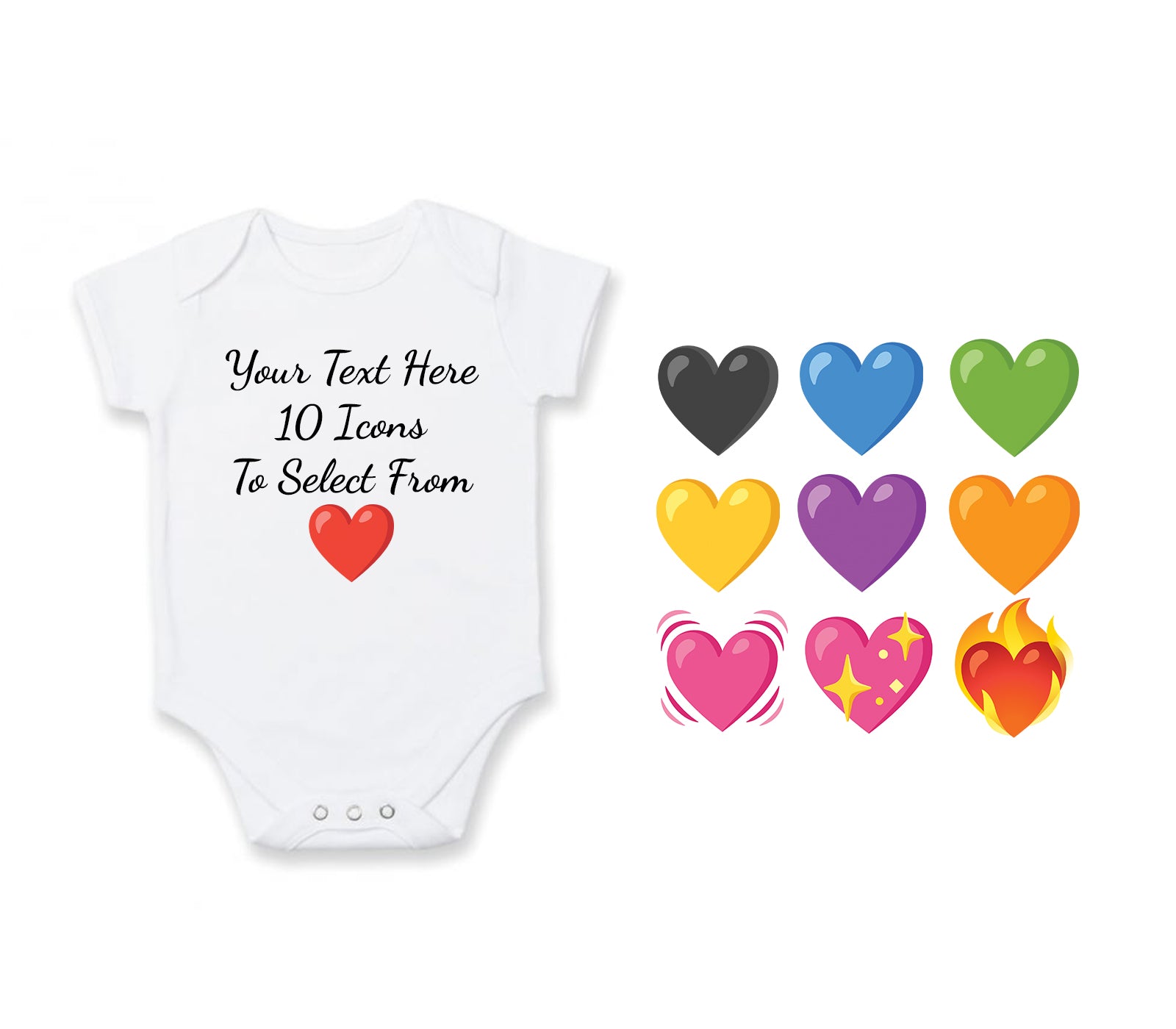 Heart Emojis Short or Long Sleeve Baby Vests