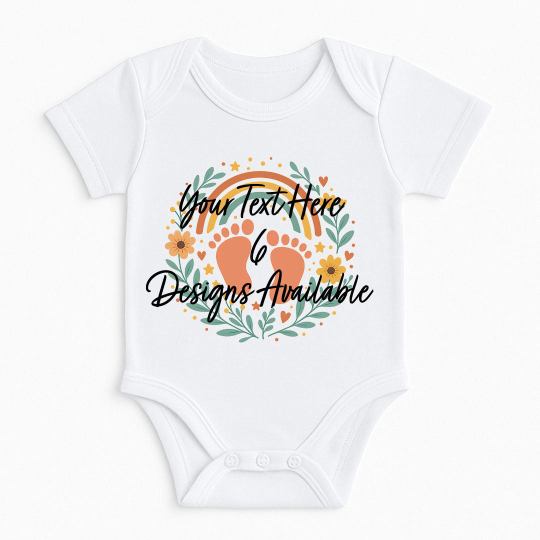Personalised Baby Vest Babygrow Bodysuit - Cute Baby Feet Application Name Message - Newborn To 24 Months Gift