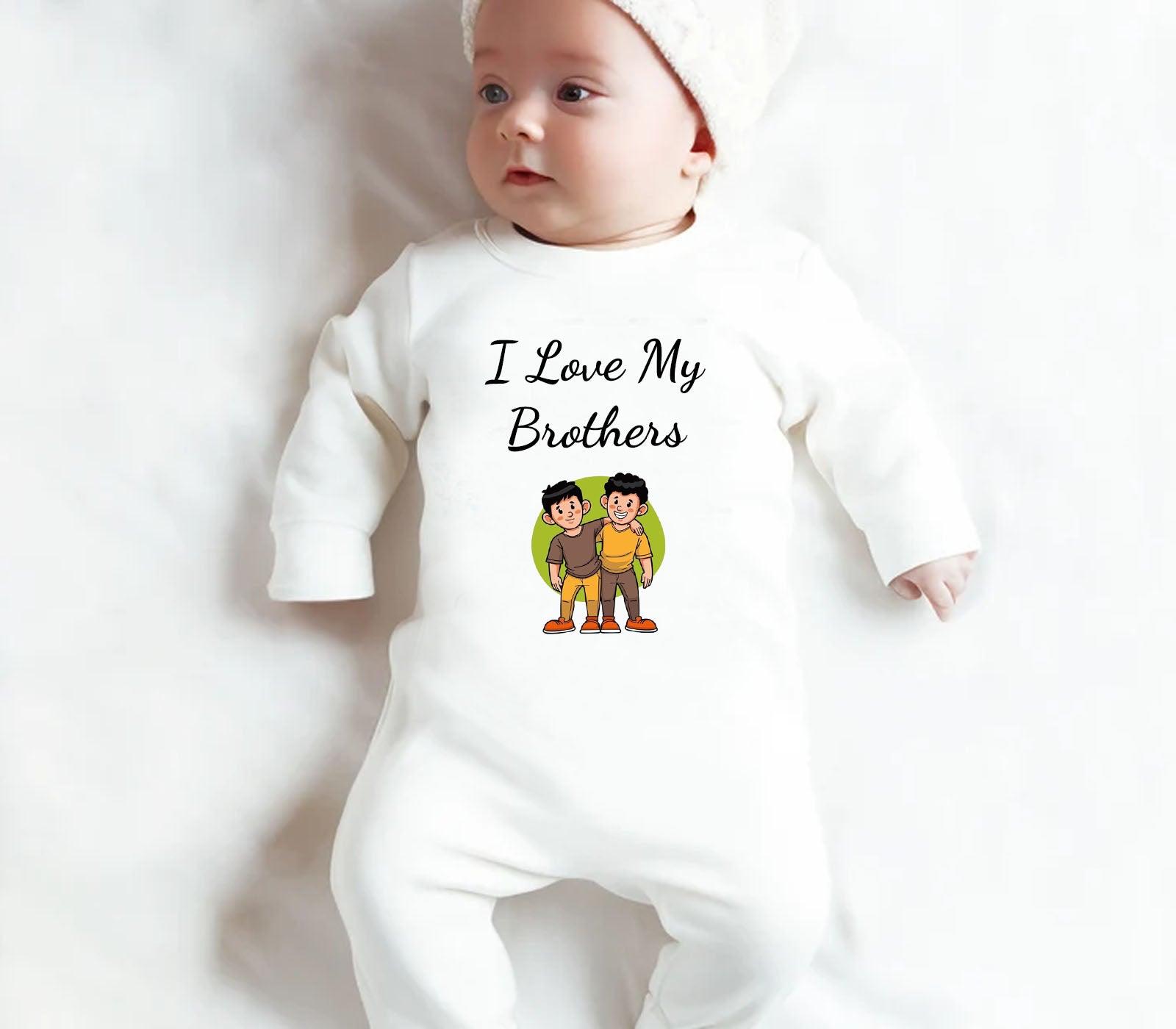 White baby romper with customisable text and image application. Perfect for creating a unique, personalised gift for newborns, christenings, or baby showers