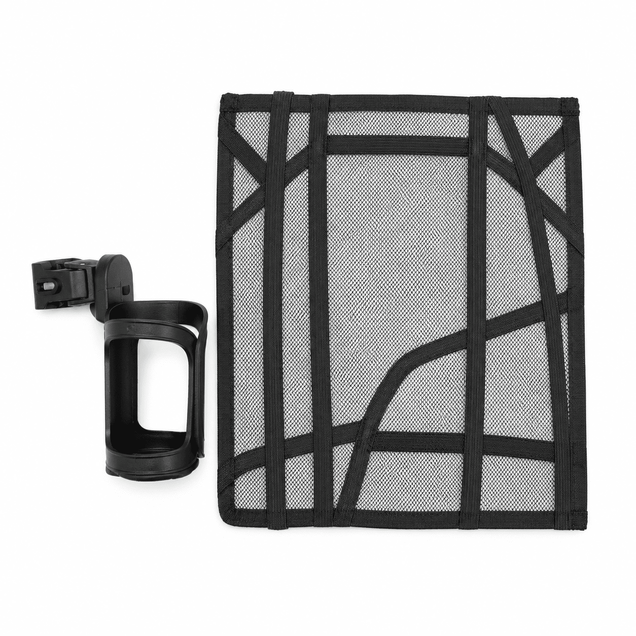 Free durable detachable cup holder and premium rain cover included within purchase. 