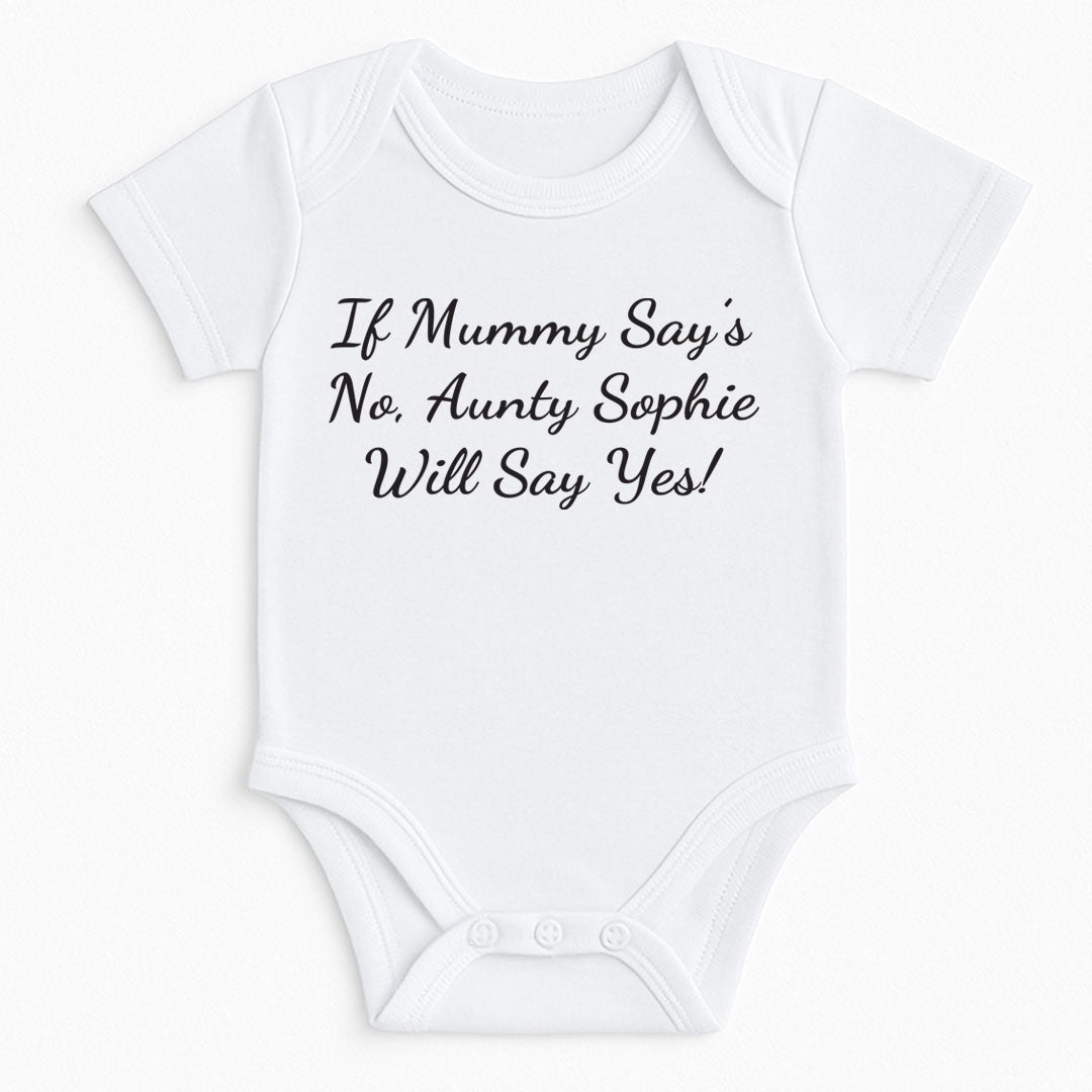 Stylish white baby vest and trousers combo – personalise with baby’s name or fun text for a unique keepsake outfit.