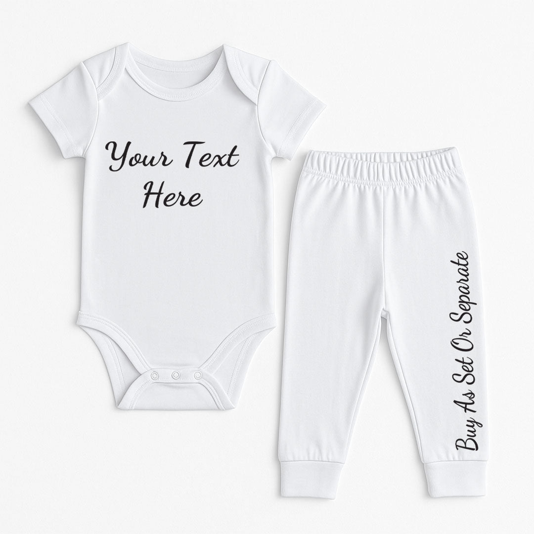 Personalized Baby Vest & Pants Set – Custom Text Application on Soft Cotton Baby Clothing, Perfect for Newborn Gifts.