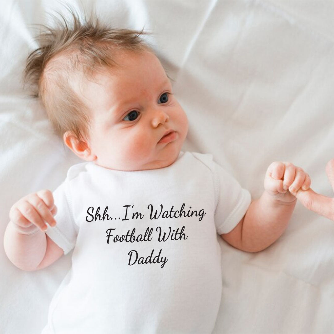 Unisex custom baby clothing set with white vest and pants – add personalised text or name, great for newborn boys and girls.