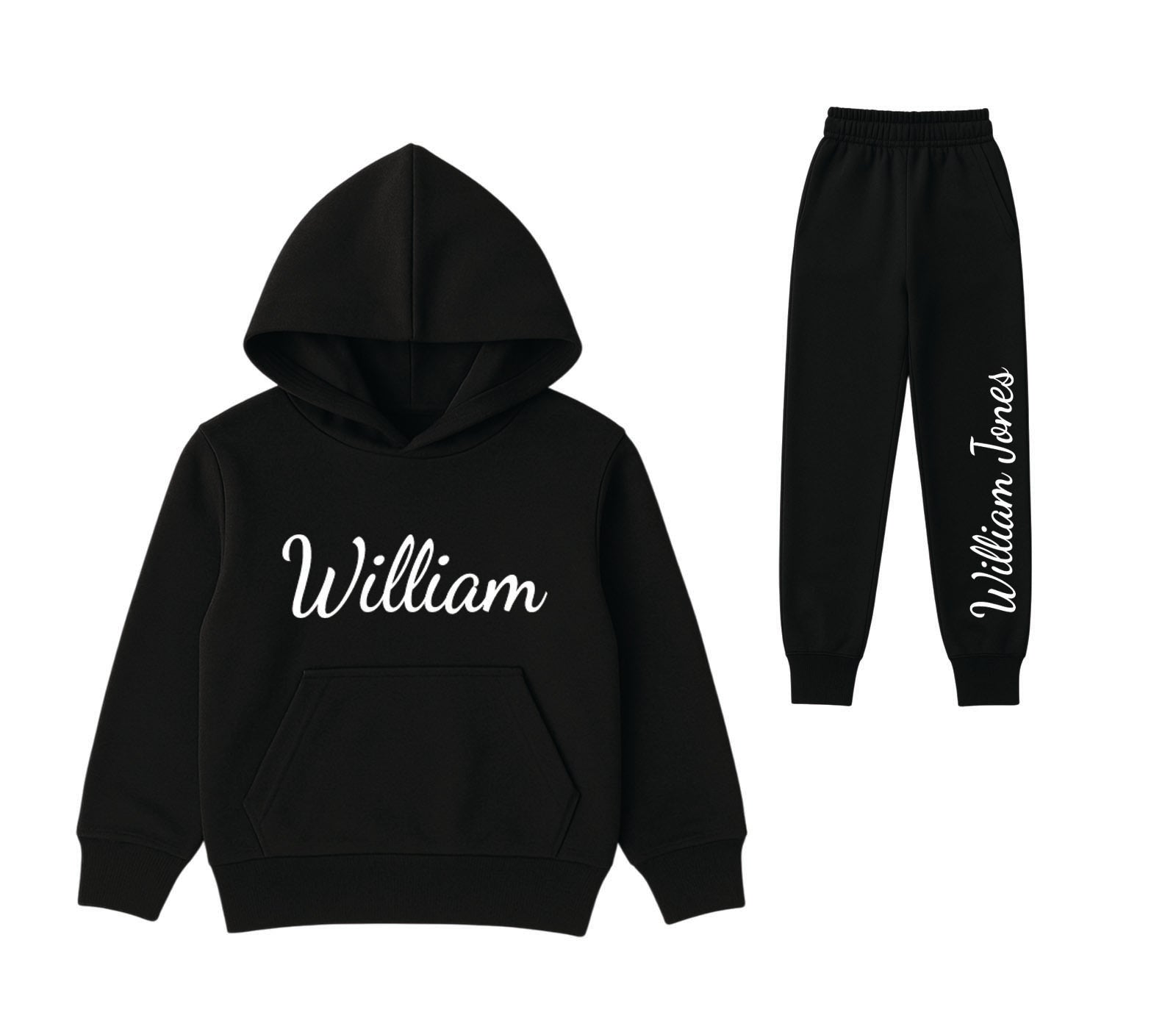 Side profile of a toddler in a stylish black tracksuit with ribbed cuffs and sleek design – comfortable and trendy kids’ loungewear.