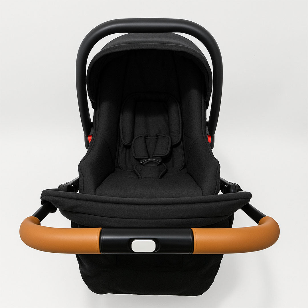 Lightweight travel stroller with canopy and 5-point harness, designed for toddler safety and easy city navigation.